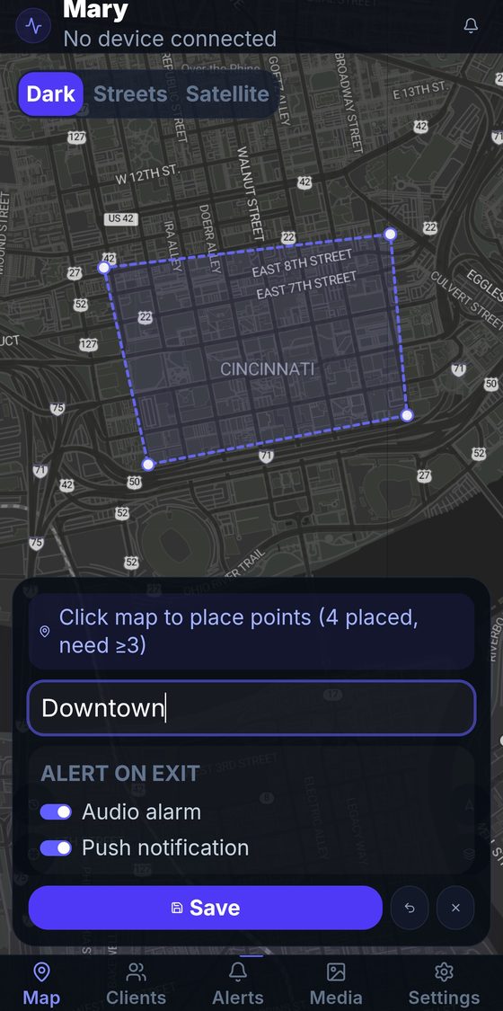 Safe Zone geofencing